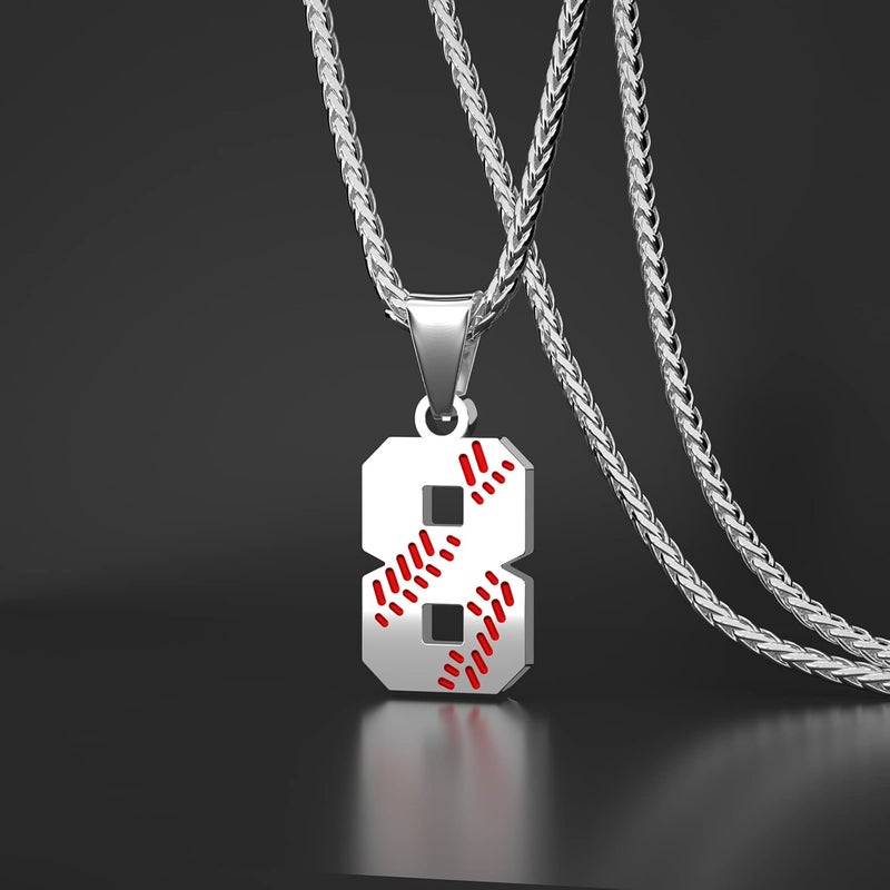 Wikavanli Personalized Baseball Jersey Number 00-99 Necklace - Stainless Steel Baseball Chain Pendant Necklace - Team Jewelry Gift for Boys, Girls, Men, Women - Image 2